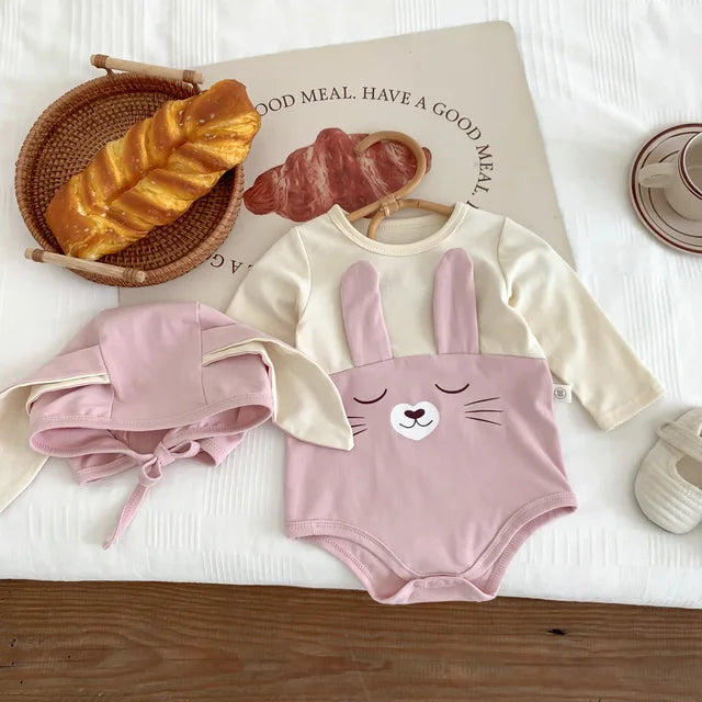 Niedliches Baby-Hasen-Set mit Ohren – Langärmliger Strampler für süße Träume