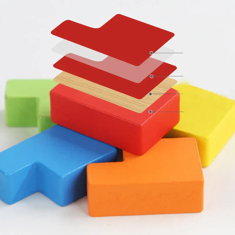 Herausforderndes 3D Holz-Puzzle – Tetris Spiel für Kinder und Erwachsene