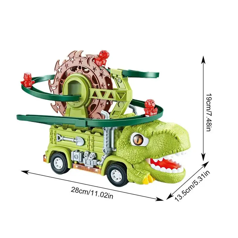 Dino-Rennspaß – Dino-Truck mit integrierter Rennbahn für Kinder