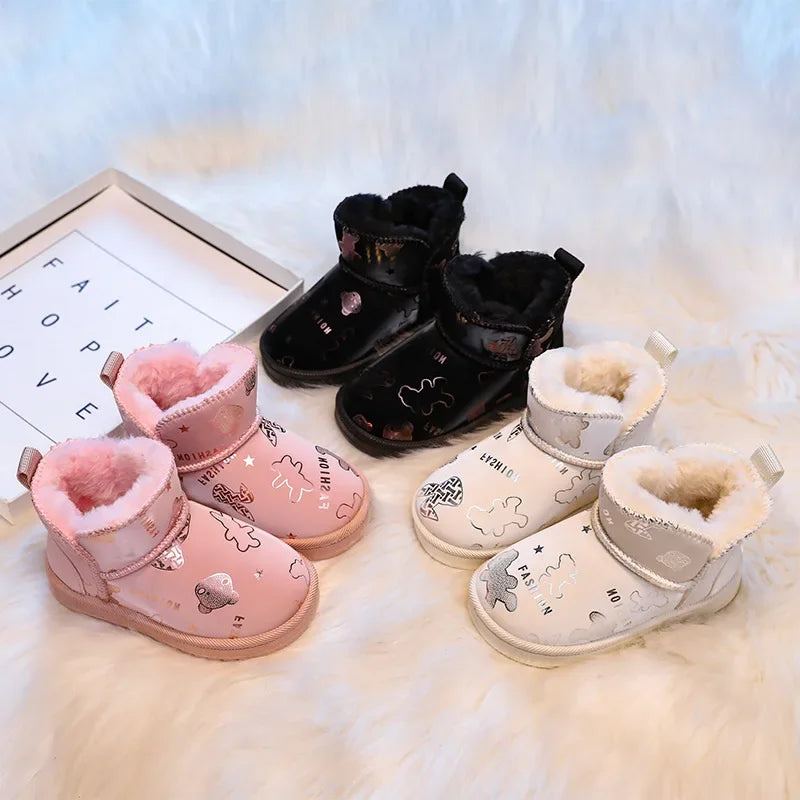 Wasserfeste Kinder-Schneestiefel – Stylischer Fashion-Print für den Winter