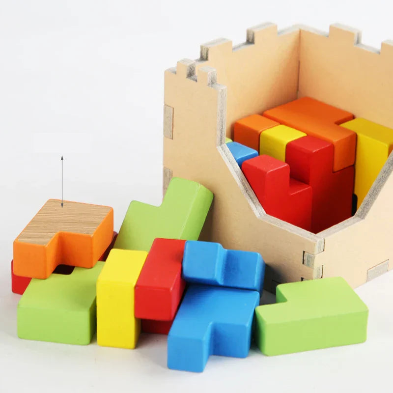 Herausforderndes 3D Holz-Puzzle – Tetris Spiel für Kinder und Erwachsene