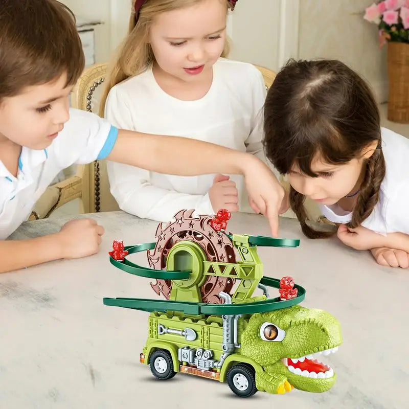Dino-Rennspaß – Dino-Truck mit integrierter Rennbahn für Kinder