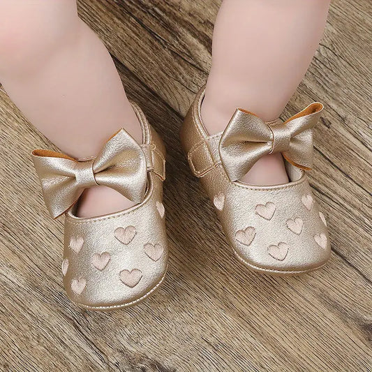 Anti-Rutsch Krabbelschuhe für Babys – Weiche Schuhe mit Schleife für Mädchen
