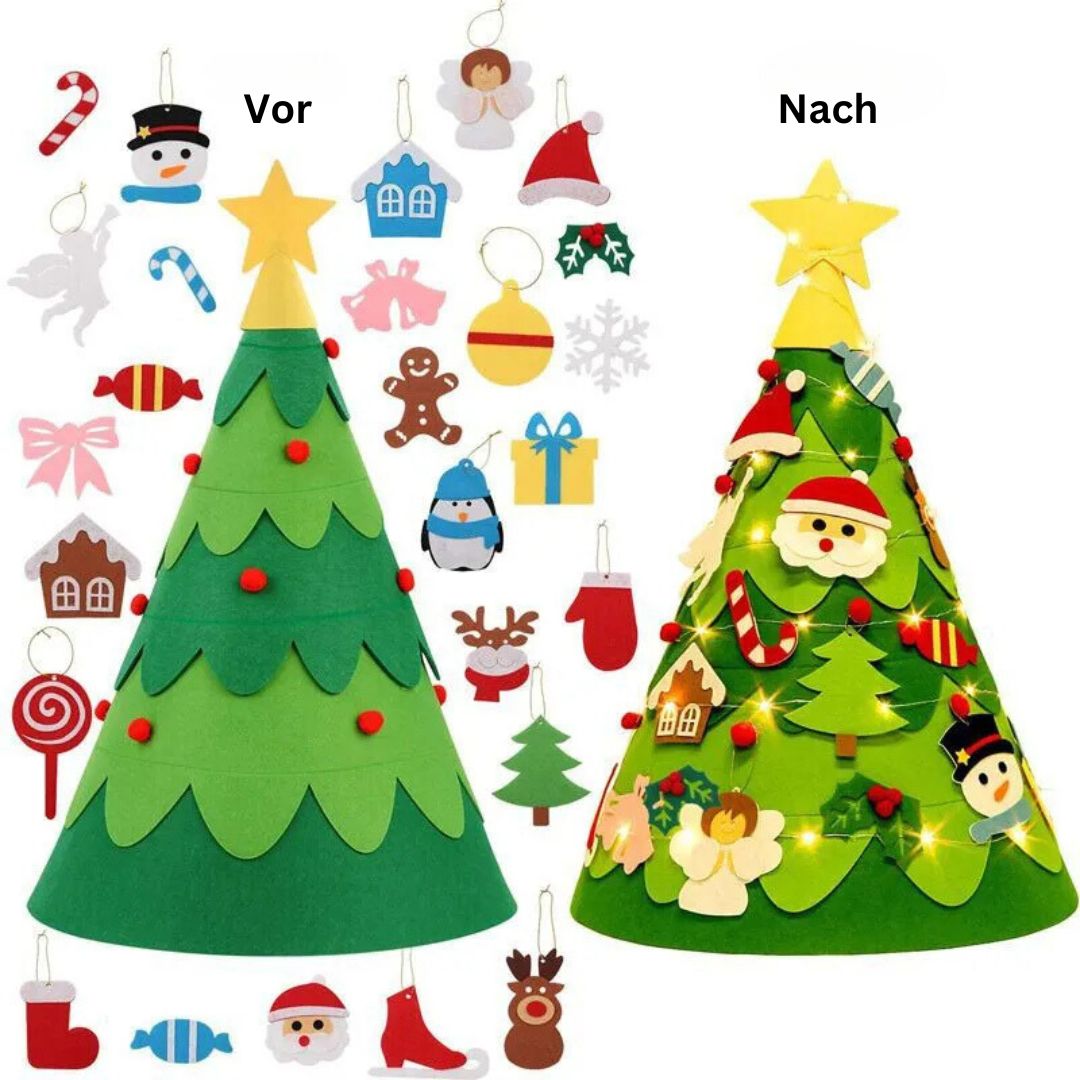 Filz Weihnachtsbaum mit Lichterkette im Montessori-Stil