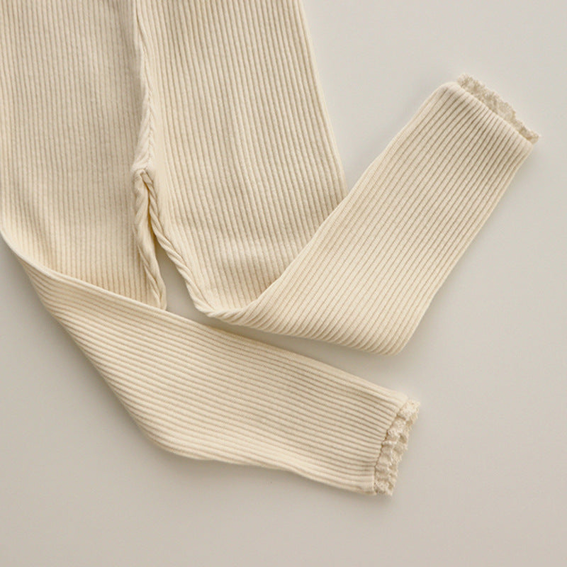 Rippstrick Baby-Leggings mit Spitzenrand für Mädchen – Bequem und Stylish
