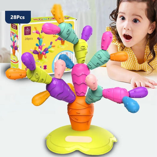 Montessori Magnetischer Kaktus aus Holz – Kreatives Steckspiel für Kinder