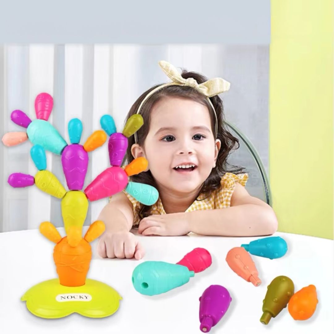 Montessori Magnetischer Kaktus aus Holz – Kreatives Steckspiel für Kinder