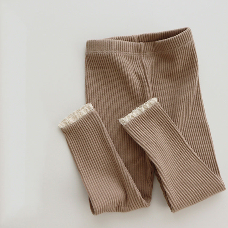 Rippstrick Baby-Leggings mit Spitzenrand für Mädchen – Bequem und Stylish