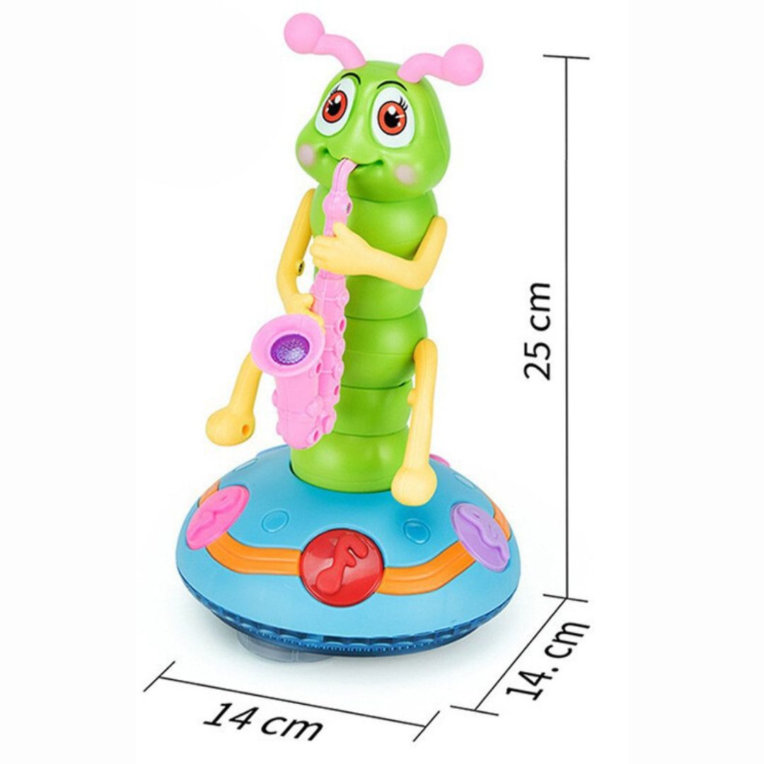Musikalisches Raupen-Spielzeug mit Saxophon – Tanzendes Lernspiel für Kinder