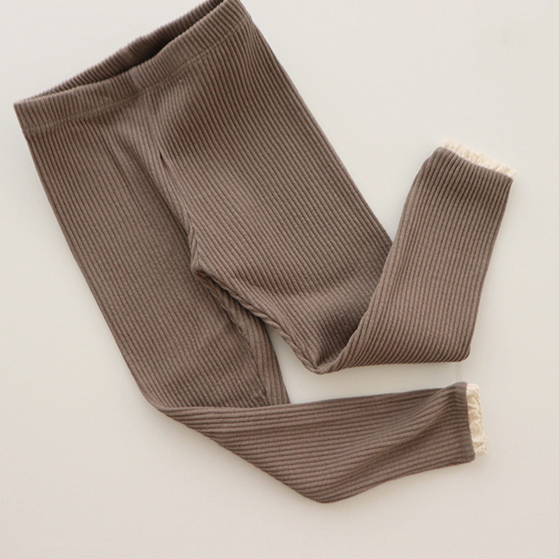 Rippstrick Baby-Leggings mit Spitzenrand für Mädchen – Bequem und Stylish