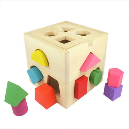 Montessori Holz-Beschäftigungswürfel – Formen und Farben für Kinder zum Entdecken