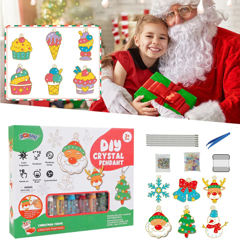 „DIY Weihnachts-Anhänger Set – Kreatives Basteln und Malen für Kinder mit festlichen Motiven
