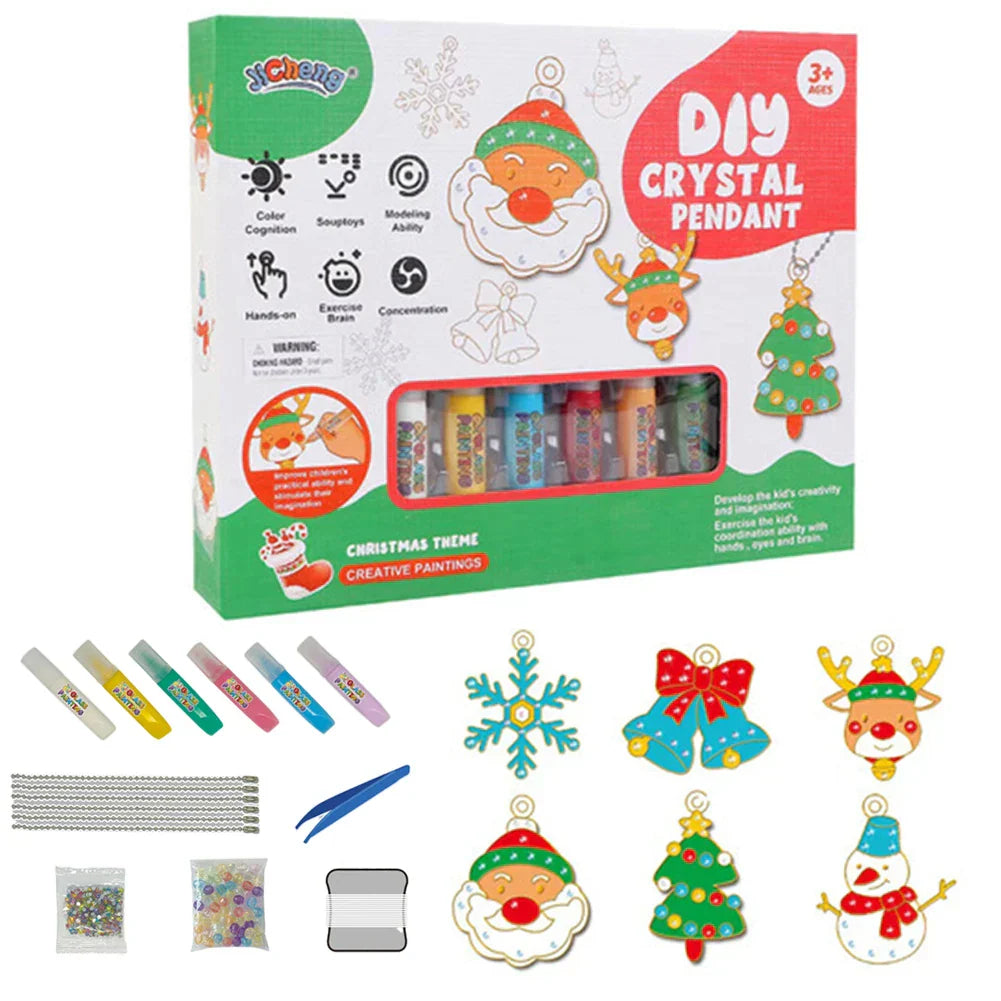 „DIY Weihnachts-Anhänger Set – Kreatives Basteln und Malen für Kinder mit festlichen Motiven