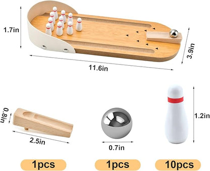 Mini-Bowling Set – Holz-Kegelbahn für zu Hause