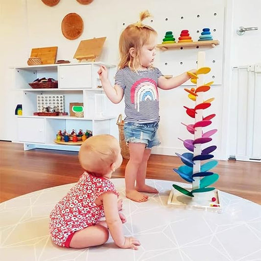 Montessori Regenbogen Murmelbahn Holzspielzeug