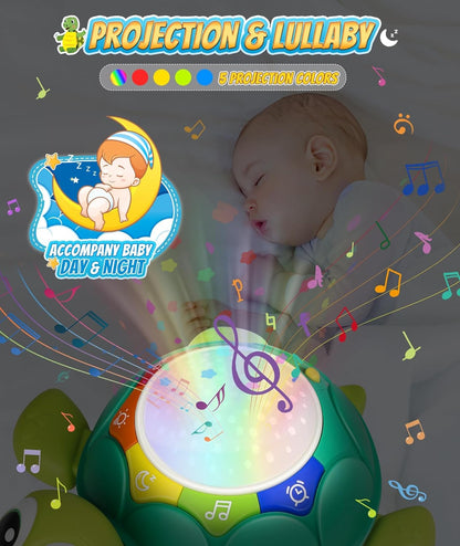 Lauflern-Schildkröte mit Musik und Sternenhimmel-Projektor für Babys