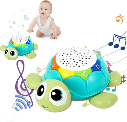 Lauflern-Schildkröte mit Musik und Sternenhimmel-Projektor für Babys