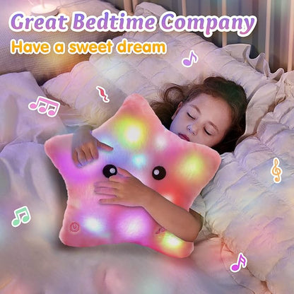 Leuchtendes LED-Kuschelkissen für Kinder – Sternen-Design