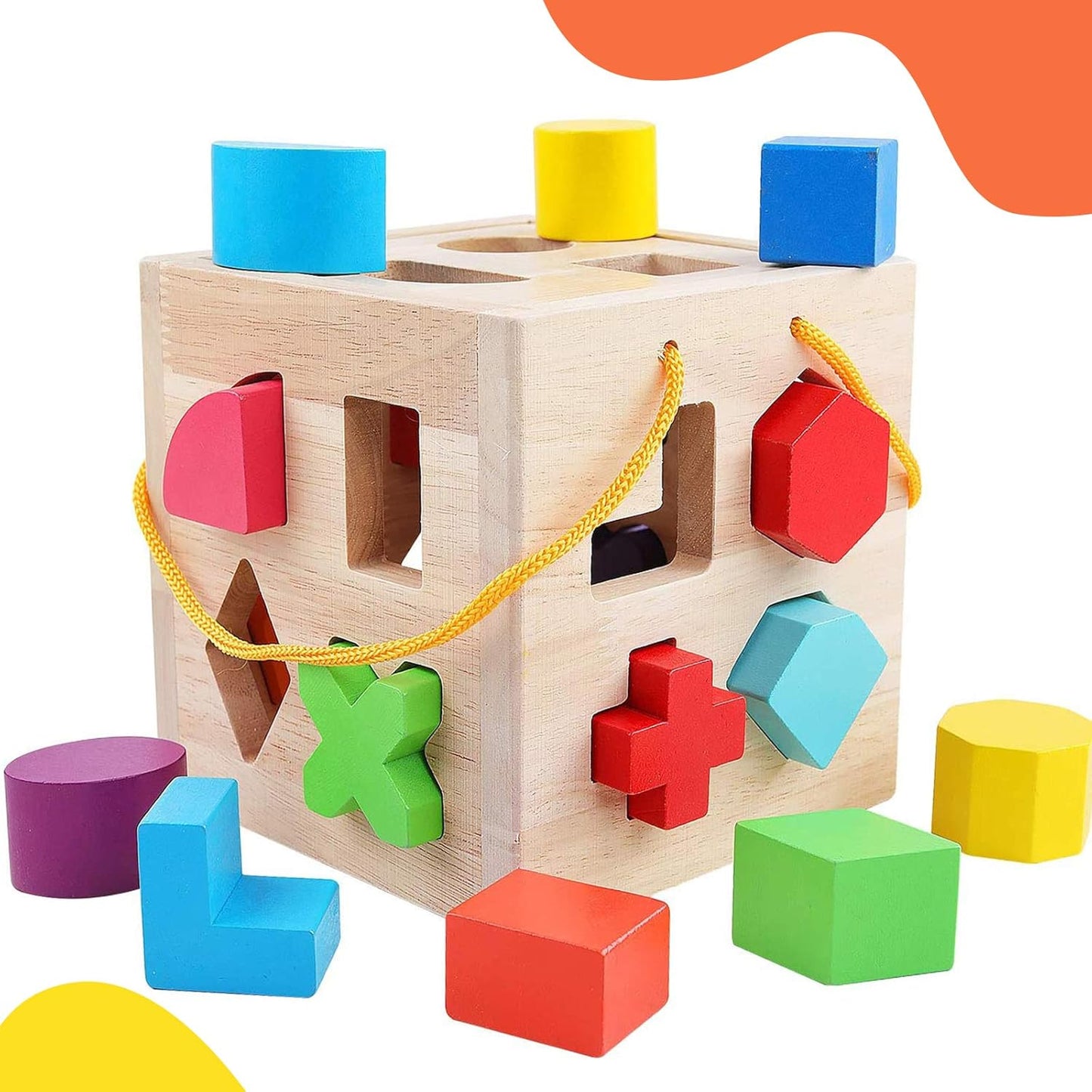Montessori Holz-Beschäftigungswürfel – Formen und Farben für Kinder zum Entdecken