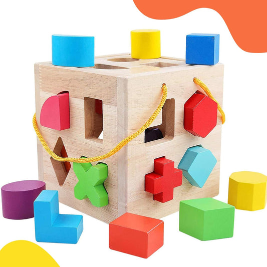 Montessori Holz-Beschäftigungswürfel – Formen und Farben für Kinder zum Entdecken