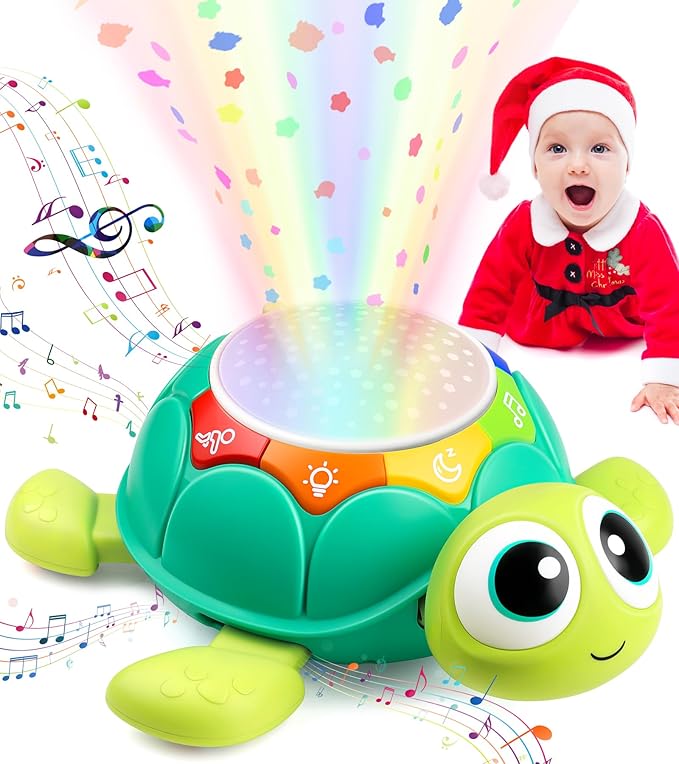 Lauflern-Schildkröte mit Musik und Sternenhimmel-Projektor für Babys