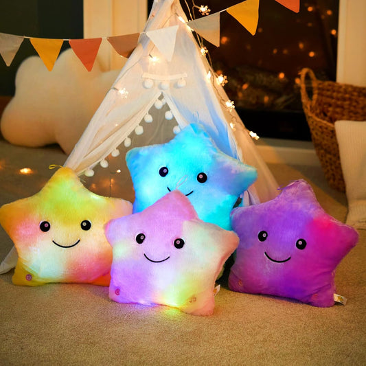 Leuchtendes LED-Kuschelkissen für Kinder – Sternen-Design