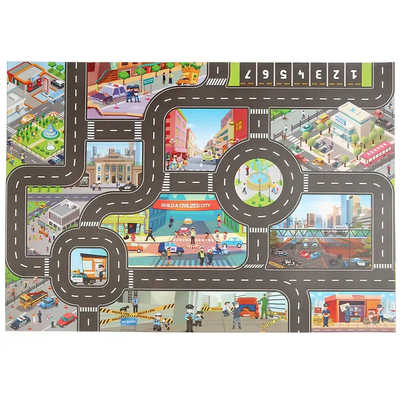 Abenteuer auf der Straßenkarte – Kinder-Spielmatte für Verkehrs-Action