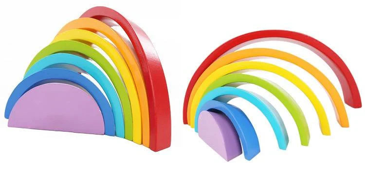Montessori Holz-Regenbogen Stapelspiel für kreative Kinderentwicklung