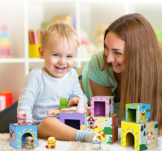 Pädagogisches Farm Fingerpuppen Stapelspiel – Lernspielzeug für Kinder mit Bauernhoftieren