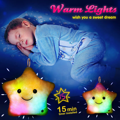 Leuchtendes LED-Kuschelkissen für Kinder – Sternen-Design
