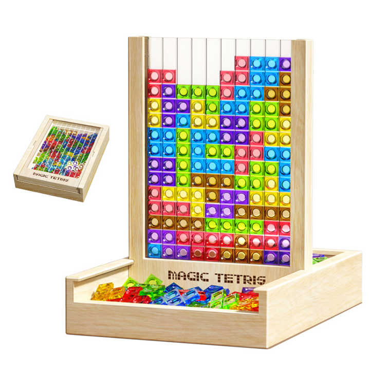 Magisches Tetris Spiel aus Holz – Klassisches Design für Denksport