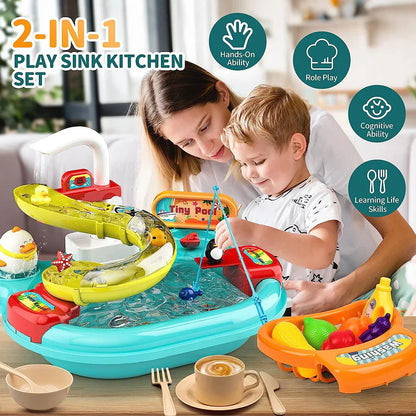 Interaktiver Wasser-Abenteuer-Spaß – Kinder Spielküche und Angelset