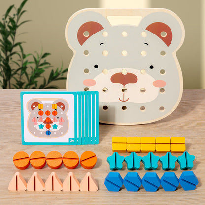 Bunte Montessori Farbenschauben Bärenplatte für kleine Handwerker