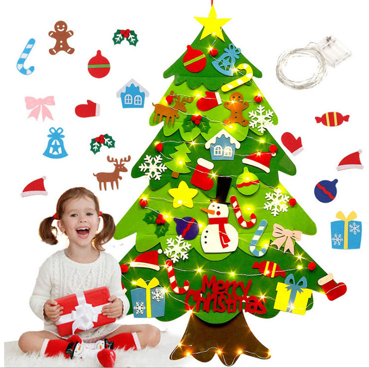 Bunter Montessori Filz Weihnachtsbaum – Mit Lichterkette für festliche Stimmung