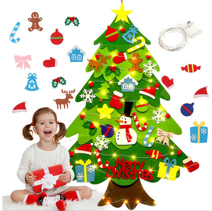 Bunter Montessori Filz Weihnachtsbaum – Mit Lichterkette für festliche Stimmung