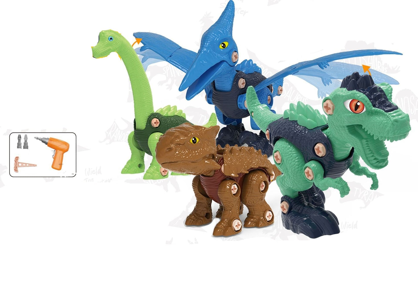 Dinosaurier Bauset mit Schraubenzubehör