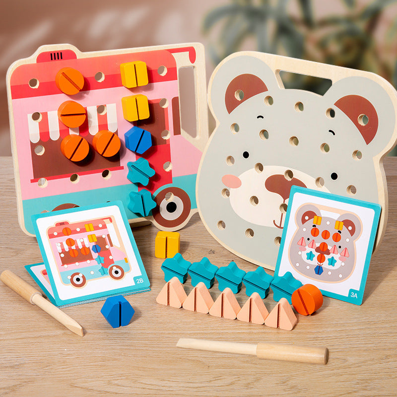 Bunte Montessori Farbenschauben Bärenplatte für kleine Handwerker