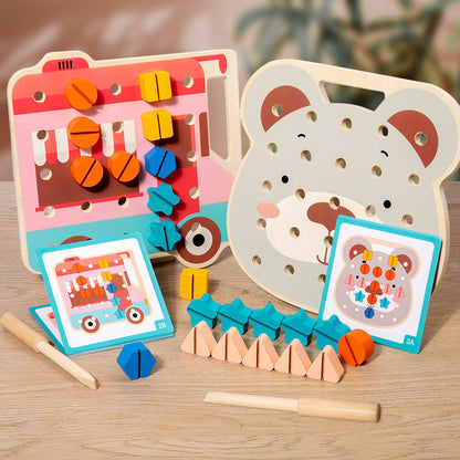 Bunte Montessori Farbenschauben Bärenplatte für kleine Handwerker