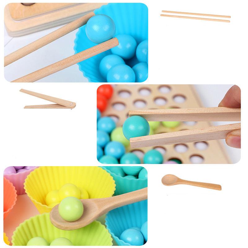 Montessori Sortierspiel aus Holz für Farben und Zahlen