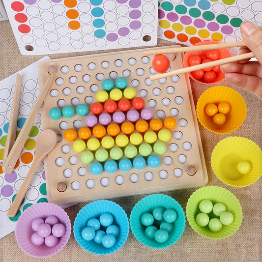Montessori Sortierspiel aus Holz für Farben und Zahlen