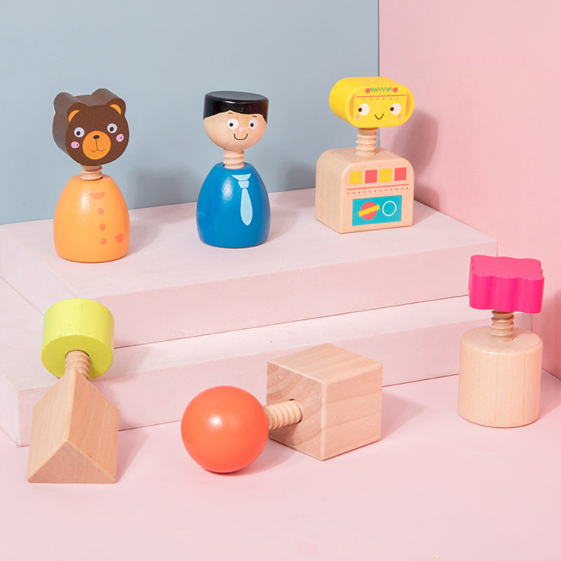 Montessori Schraubfiguren Spiel aus Holz