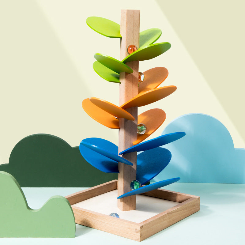 Montessori Regenbogen Murmelbahn Holzspielzeug