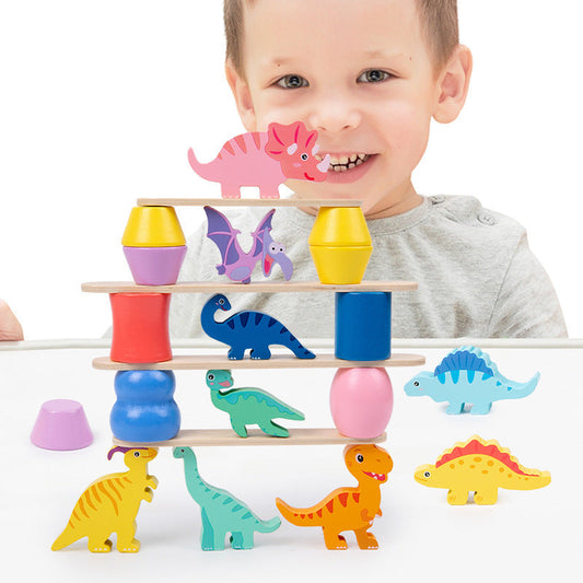 Buntes Montessori Dinosaurier Stapelspiel für Kinder