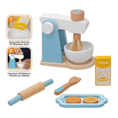 Kreative Küchenwelt – Holz Spielküche Set mit Blender für Kinder