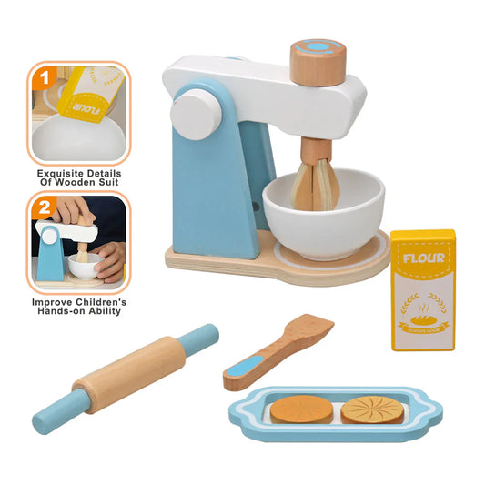 Kreative Küchenwelt – Holz Spielküche Set mit Blender für Kinder