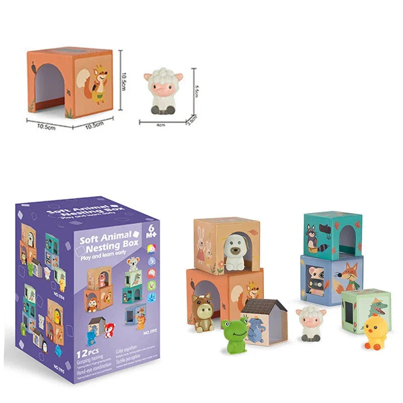 Pädagogisches Farm Fingerpuppen Stapelspiel – Lernspielzeug für Kinder mit Bauernhoftieren