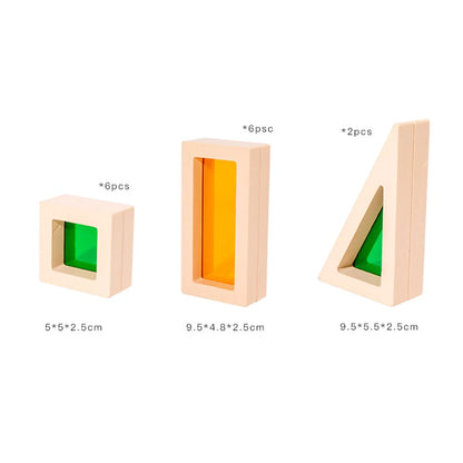 Montessori Holzbausteine mit buntem Kern – Kreatives Lernspielzeug für Kinder