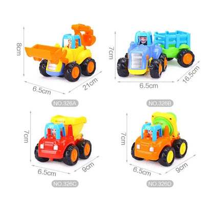 Farbenfrohe Baustellenfahrzeuge für Kinder