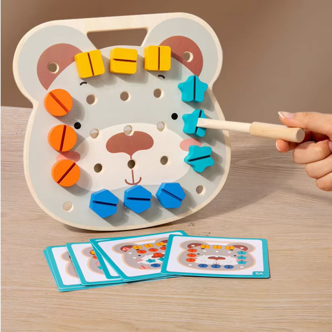 Bunte Montessori Farbenschauben Bärenplatte für kleine Handwerker