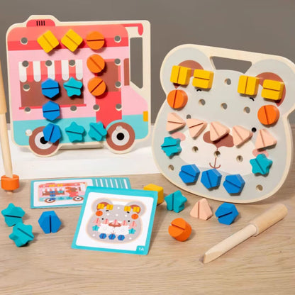 Bunte Montessori Farbenschauben Bärenplatte für kleine Handwerker